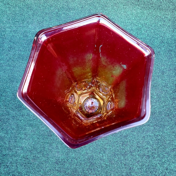 Hoosier Glass Ruby Red 10” Tall Glass Vase 6 Sided 4041 ~ Vintage 4lbs 5oz - Picture 4 of 13